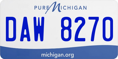 MI license plate DAW8270