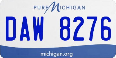 MI license plate DAW8276