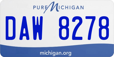 MI license plate DAW8278