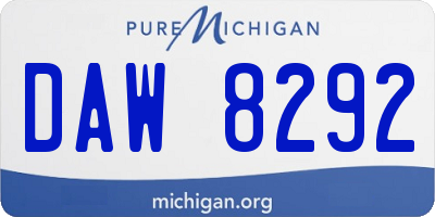 MI license plate DAW8292