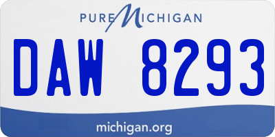 MI license plate DAW8293