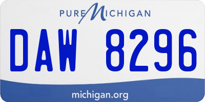 MI license plate DAW8296