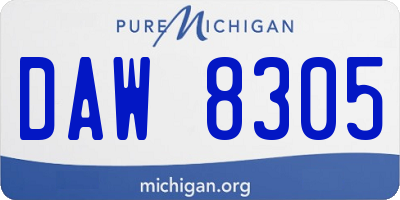 MI license plate DAW8305