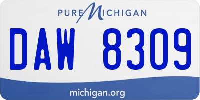 MI license plate DAW8309
