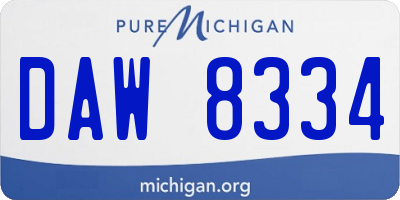 MI license plate DAW8334