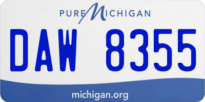 MI license plate DAW8355