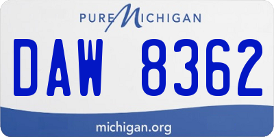 MI license plate DAW8362