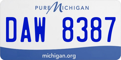 MI license plate DAW8387