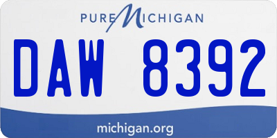 MI license plate DAW8392