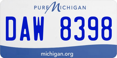 MI license plate DAW8398