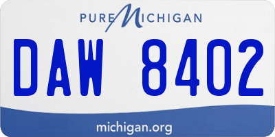 MI license plate DAW8402