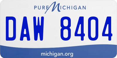 MI license plate DAW8404