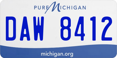 MI license plate DAW8412