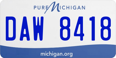 MI license plate DAW8418