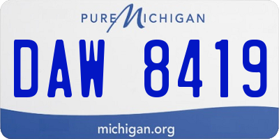 MI license plate DAW8419