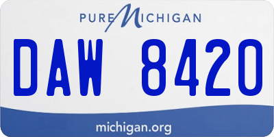 MI license plate DAW8420