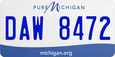MI license plate DAW8472