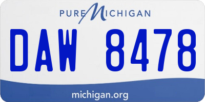 MI license plate DAW8478