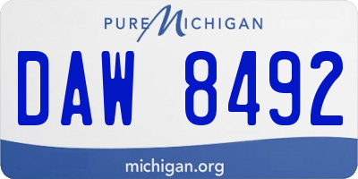 MI license plate DAW8492