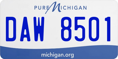 MI license plate DAW8501