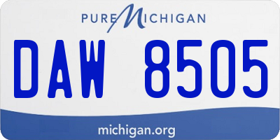 MI license plate DAW8505