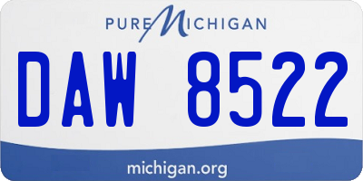 MI license plate DAW8522
