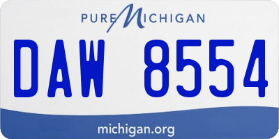 MI license plate DAW8554