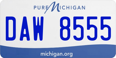 MI license plate DAW8555