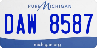 MI license plate DAW8587