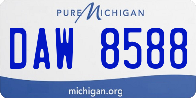 MI license plate DAW8588