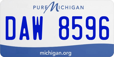 MI license plate DAW8596