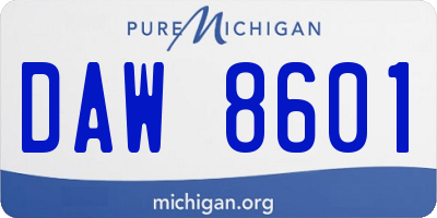 MI license plate DAW8601