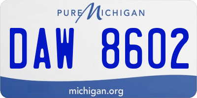 MI license plate DAW8602