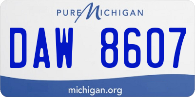 MI license plate DAW8607