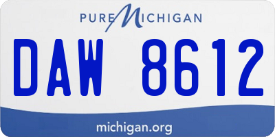 MI license plate DAW8612