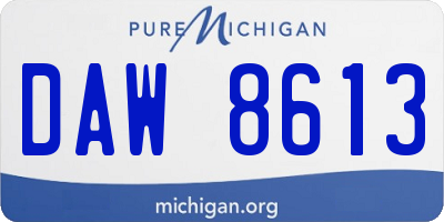 MI license plate DAW8613