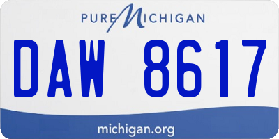 MI license plate DAW8617