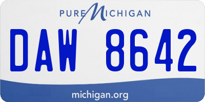 MI license plate DAW8642