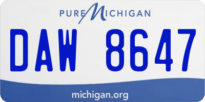 MI license plate DAW8647