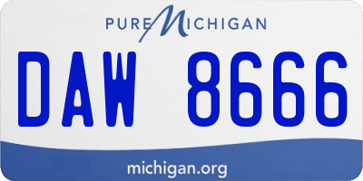 MI license plate DAW8666