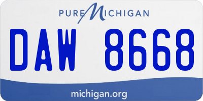 MI license plate DAW8668