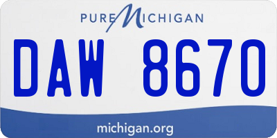 MI license plate DAW8670