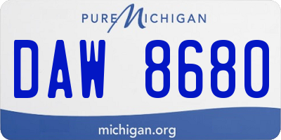 MI license plate DAW8680