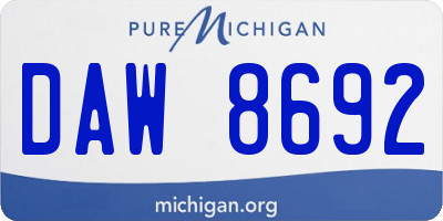 MI license plate DAW8692
