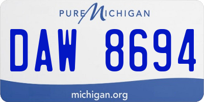 MI license plate DAW8694