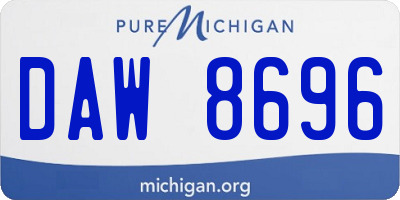 MI license plate DAW8696