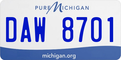 MI license plate DAW8701