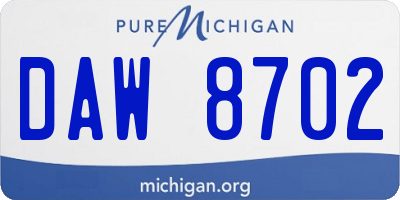 MI license plate DAW8702