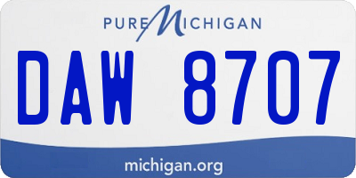 MI license plate DAW8707