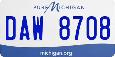 MI license plate DAW8708
